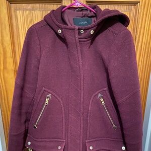 J. Crew Chateau Parka - Size 8 - Maroon - Missing Fur Hood Trim